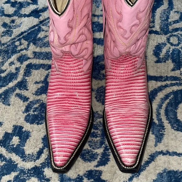 Vintage Western Pink Leather Cowboy Boot Size 6 - Picture 3 of 7